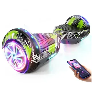 SISIGAD Balance Scooter 6,5 Zoll Dualmotorräder, Hoverboard mit LED-Licht, Smart Bluetooth, 10 km/h, Hoverboard mit LED Lichter Bluetooth,Geschenk für Kinder grün