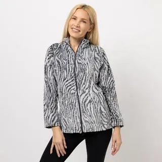 MONT CHALET Damen-Jacke 3D-Animaldesign Mikrofaser Chinchilla Stehkragen