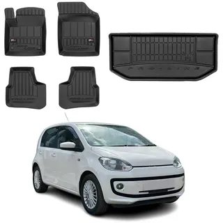 OMAC Fußmatten & Kofferraumwanne Set kompatibel mit VW Up 2011-2016 Gummi TPE Schwarz 5X