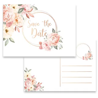 10x Save the Date Einladungskarten Rosen Aquarell Postkarte Postkarten 2 Seitig Einladung Party Geburtstag elegant Hochzeit Jubiläum 20 30 40 50 60 70 80