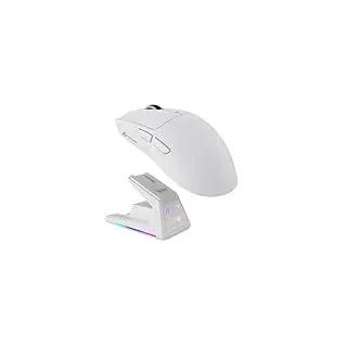 MAMBASNAKE x Attack Shark X1 Leichtgewicht FPS-Gaming-Maus mit Ladestation, 49g Ultralight, 40K DPI PAW3395 PRO-Sensor, 1000Hz Abfragerate, BT/2,4G Wireless/Wired Office-Maus für PC/Mac - Weiß