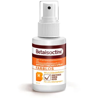 Betaisoctine Spray 50 ml: Farbloses Antiseptikum für kleine Wunden & Hautdesinfektion, breites Wirkspektrum gegen Bakterien, Viren und Hefen, effektiv & sanft bei Alltagswunden