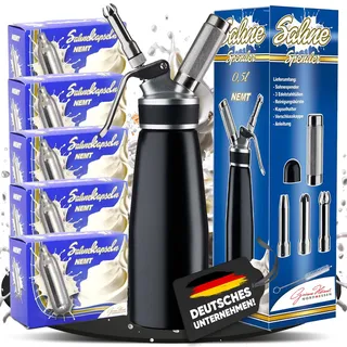 NEMT Sahnespender 0,5 L Sahnesiphon schwarz + 50 Sahnekapseln 500 ML