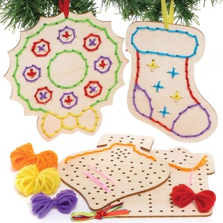 Weihnachtliches Stickset aus Holz (pro Set 5) Bastelaktivitäten zu Weihnachten