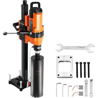 Vevor Kernbohrmaschine Diamantkernbohrgerät mit Bohrdurchmesser 2-30 cm mit Ständer und Kernbohrer, 3500 W robuster Beton-Kernbohrer, Nass- und Trockenanwendung für Beton Ziegel