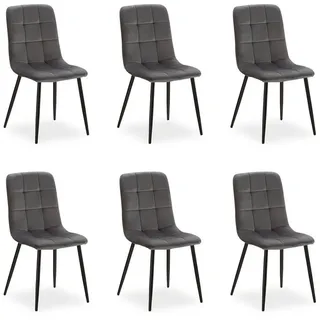 6er Set Anthrazit Samt