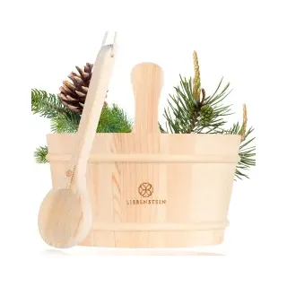 Liebenstein Sauna Eimer mit Kelle aus Kiefernholz (4L)