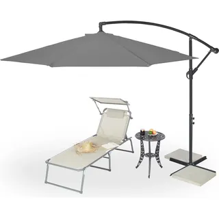 Relaxdays Ampelschirm Ø 300 cm grau inkl. Ständer und Schutzhülle
