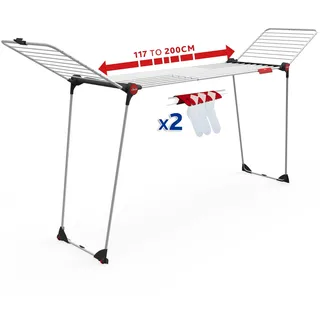 Vileda Infinity Flex Plus Wäscheständer | Ausziehbarer & Stabiler Flügeltrockner mit 30 m XXL-Leinen - Für Innen- & Außenbereich, platzsparend & klappbar, 2 m Länge, Hohe Flügel | Eco-Verpackung
