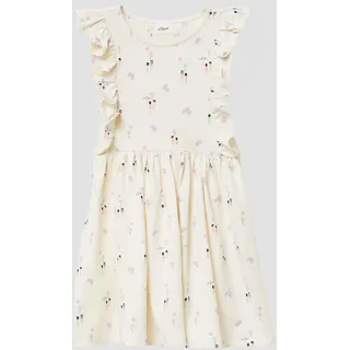 s.Oliver Kurzes Kleid mit All-over-Print und Volantärmeln - creme - 92