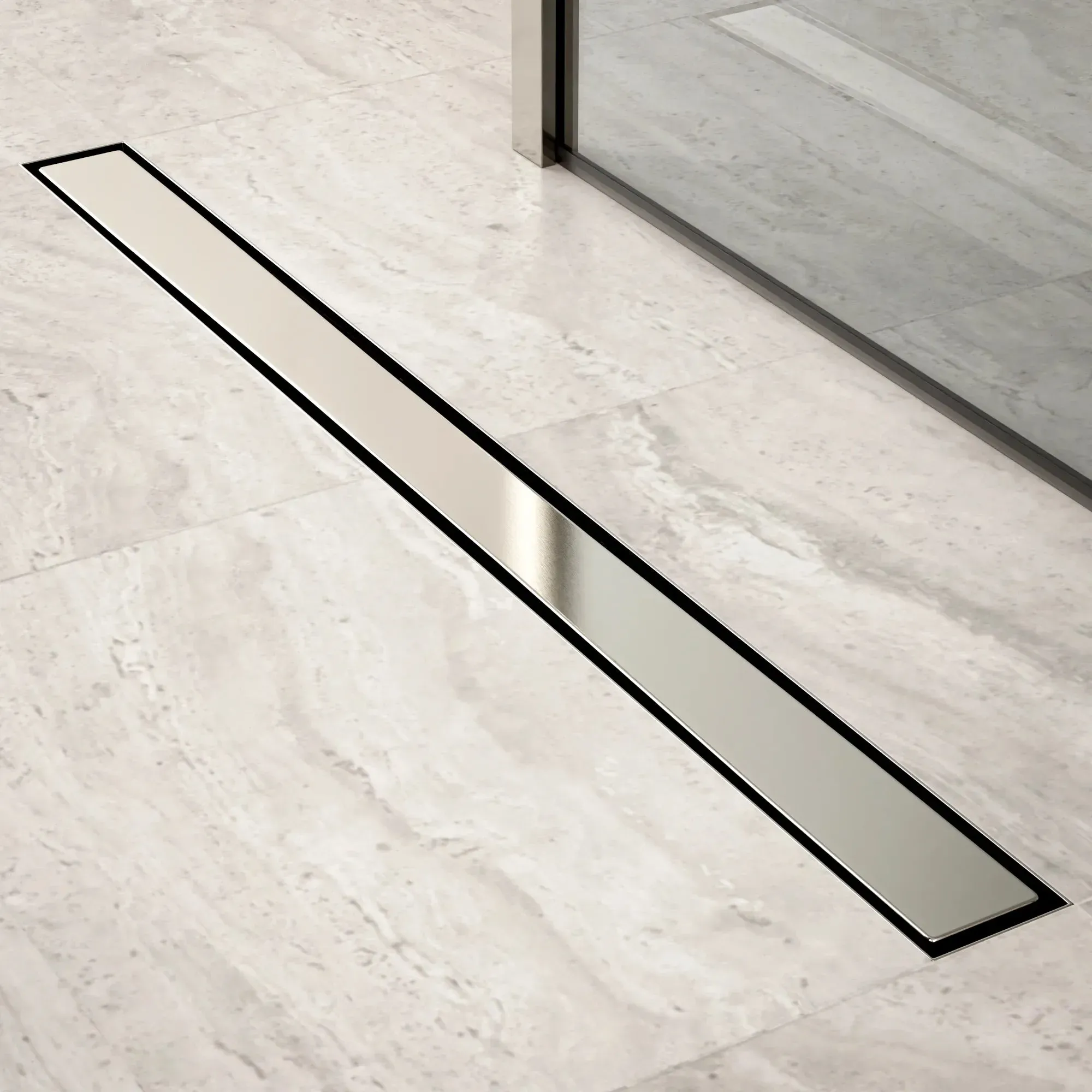 Duschrinne – 90 cm – Fliesenrost – Edelstahl – mit Flansch