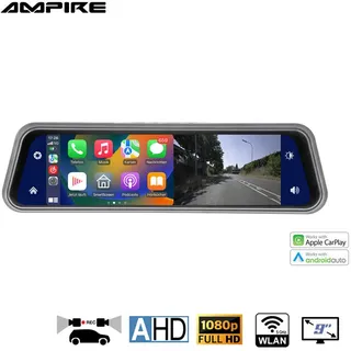 Ampire Spiegelmonitor mit Dual-Dashcam und Rückfahrkamera, 22,9 cm (9 Zoll), AHD
