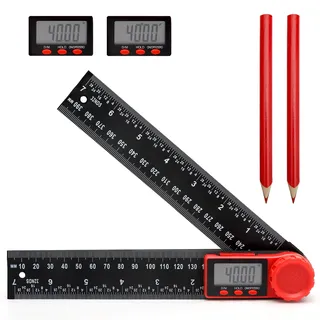 HENGBIRD 2 In 1 Winkelmesser Digital 360° Multi Winkellehre mit Lcd Anzeige Hold und Feststell Funktion Digitaler Winkelmesser für Holzbearbeitung Messung und Maschinenbau 200 Mm/7.8 Zoll