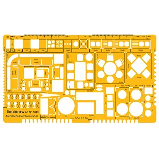 Liquidraw 1849 Maßstab 1:50 Zeichnungsschablone, orange/transparent