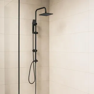 Grafner Grafner® Duschgarnitur mit Regenschauerduschkopf und Handbrause Duschsäule Schwarz