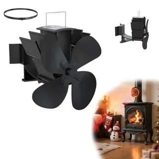 YRHome 4-Blatt Kaminventilator Ofenventilator Kaminlüfter leiser stromloser Ofenlüfter für Holzöfen, Kaminrohre und Feuerstellen Effiziente Wärmeverteilung ohne Strom für Kamin (Type B)