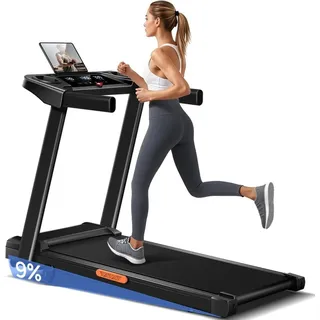 lontek Laufband für Zuhause mit Steigung 9%, Laufbänder 12 KM/H, Treadmill mit 3,0-PS-Motor und 12 voreingestellte Programme, Max Belastung 136KG