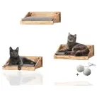 ® 3-er Set) Katzen Kletterstufe mit Kissen Kletterwand mit Gratis-Spielballset