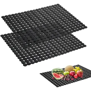 2 Stück Spülbeckeneinlage 40x30 cm, Küche Spülbeckenmatte, PVC Zuschneidbar Spülbeckeneinlage, Verstellbare Waschbecken Matte für Protektoren Küchenspüle(Schwarz)