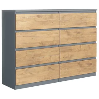 meble masztalerz Kommode 120 cm Breit - Modernes Sideboard - Schrank mit 8 Schubladen - Schubladenschrank - Kommodenschrank für Wohnzimmer, Flur, Schlafzimmer - Anthrazit & Lancelot 120x101,5x39 cm