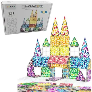 COIL Magnetische Bauklötze, Magnetische Konstruktionsbeläge Magnetspielbausteine, (40 St), Kugelbahn, Kaleidoskop, Verschiedene Formen, Magnetische Teile bunt