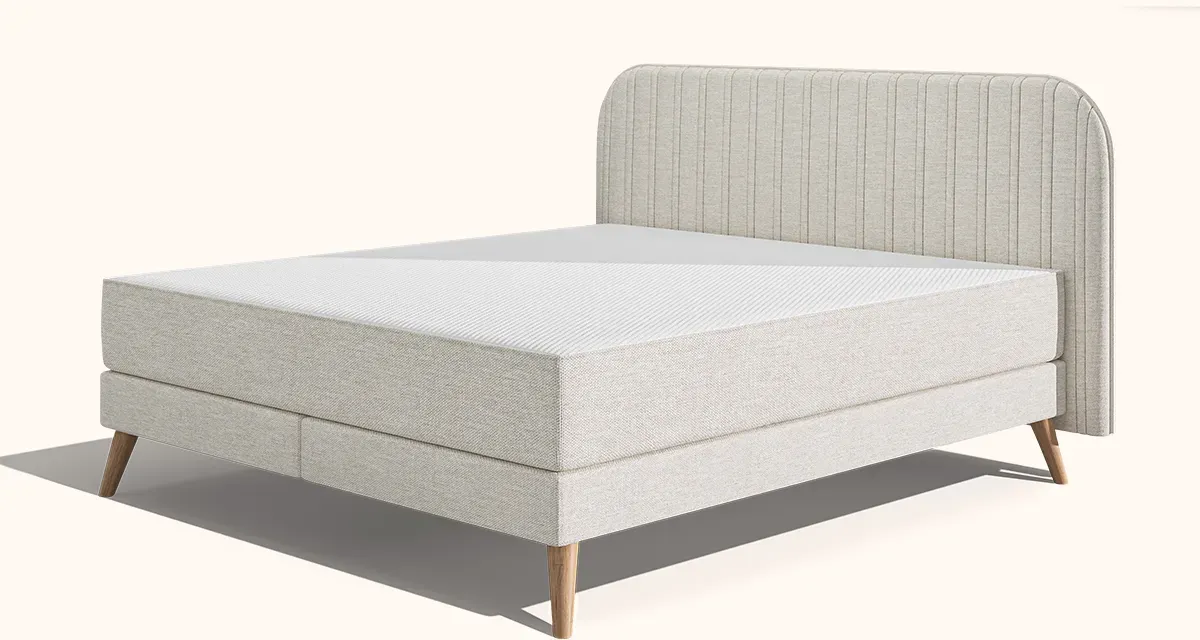 Emma Original Elite Boxspringbett – Dunkelgrau - 200x200 cm - Kopfteil Streifen - Metallfüße