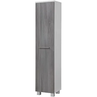 WELLTIME Midischrank WELLTIME "Trento, verschiedene Ausführungen und Farben", silber (eiche rauchsilber weiß), B:30cm H:130cm T:27cm, MDF, Schränke, Bad-Hochschrank, Badmöbel, Breite 30 cm, 1 Tür, Made in Germany