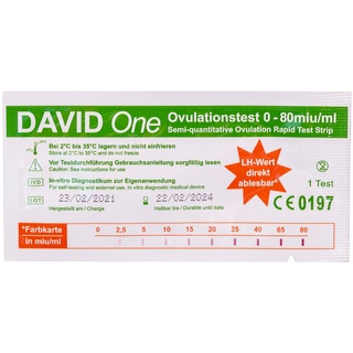 David One Ovulationstest Streifen 0-80 miu/ml mit LH Anzeige 25 St