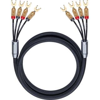 Oehlbach Fusion Four.4 High End Lautsprecherkabel-Set Bi-Amping Audio-Kabel, 4 x Kabelschuh, 4 x Kabelschuh (350 cm), Hochwertiges Kupfer schwarz