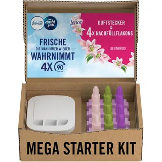 Febreze 3Volution Duftstecker Starter-Kit + 4x Nachfüllflakons Lilienbrise, Raumduft mit 3 Wechselnden Düften Zum Bekämpfen Von Gerüchen