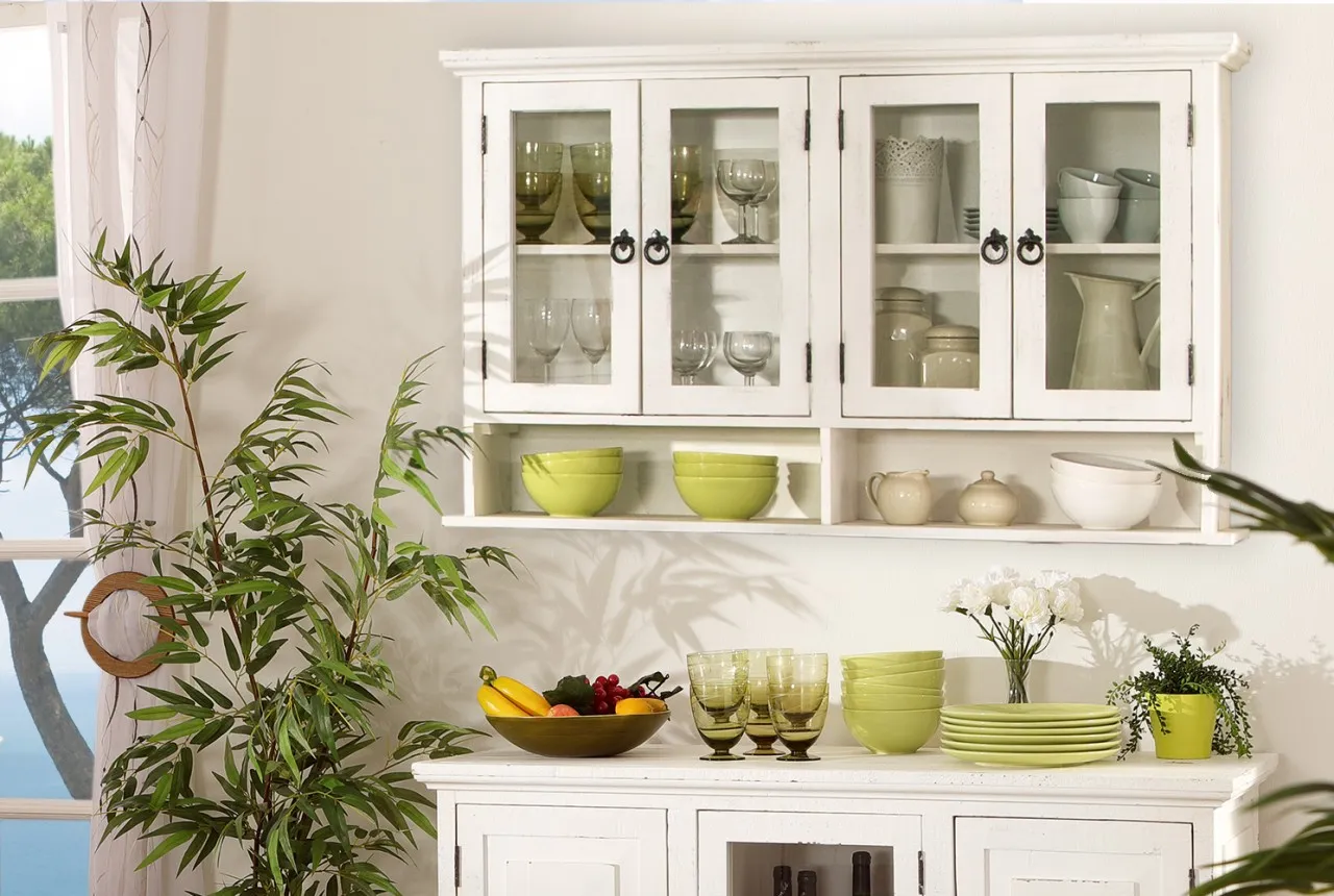 Hängevitrine MEXICO Weiß - Antik im mexikanischen Landhausstil