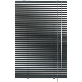 Alu-Jalousie ohne Bohren, Zum Klemmen, Inkl. Klemmträgern, Sichtschutz, Lichtschutz, Blendschutz, Aluminium-Jalousie, Schiefer, 85 x 130 cm