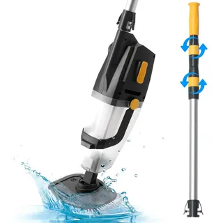 FCH Poolsauger, Kabelloser Akku Poolsauger mit Teleskopstange, Starke Saugkraft, Lange Laufzeit, 33W, Orange