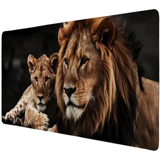 speecheese Löwen Schreibtischunterlage 89x40cm XXL Mauspad für Tierfreunde im Büro Tierdesign-Mousepad für stilvolles Arbeiten im Büro oder Home-Office