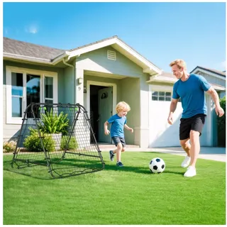Homcom Fußball, Rebounder für verstellbar Prellwand in 5 Stufen, Rebound mit Heringen, tragbar, Kickback Tor Rückprallwand Netz, beidseitiger Rückprall