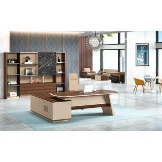 aea Komplette Bürotisch Schrank Büromöbel Holz Braun Ecke Schreibtisch Set - Braun