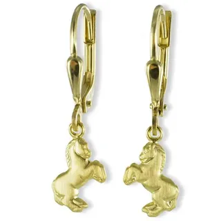 Order & Smile Schmuck Paar Ohrhänger Pferd Ohrringe: Gold 333 Kinder Ohrhänger goldfarben