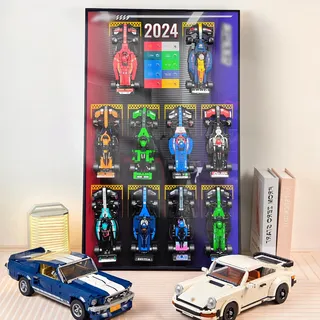 NOVDA Wand-Schautafel kompatibel mit Lego F1 Speed Champions 77242-77251 (10 Rennwagen), 74,53 x 45,7 cm, stabiler Rahmen, Wandhalterung, Display für Sammelräume, Wohnzimmer und Büros (Farbverlauf)
