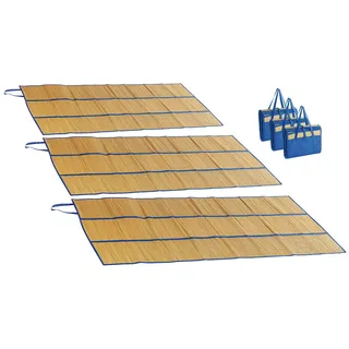 PEARL beach Badematte: 3er-Set Faltbare Bast-Strandmatten mit Tragegriffen, 180 x 90 cm (Badematte Bast, kompakte Strandmatte, Picknickdecke)