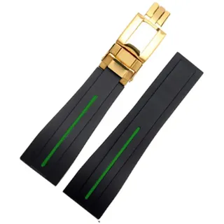 [Richie-Armband] 20 mm/21 mm Gummi-Uhrenarmband Faltschließe Ersatz passend für Armbanduhr Rolex Yacht Master Oysterflex Submariner GMT Daytona 5513/16800/14060/16610/16613, 20 mm