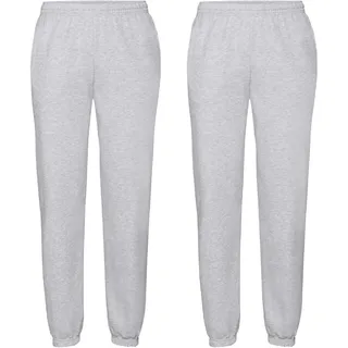 Doppelpack Fruit of the Loom Classic Elasticated Cuff Jog Pants, graumeliert, M