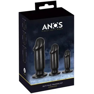 ANOS 3-teiliges Set „Butt Plug Training Kit“, verschiedene Größen und Gewichte, schwarz