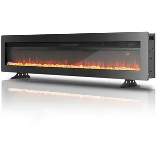 DARDVORLAG Elektrokamin 40" Wandkamin Elektrischer Einbaukamin Kamin, mit LED Flammen Effekt, 1800W, schwarz schwarz