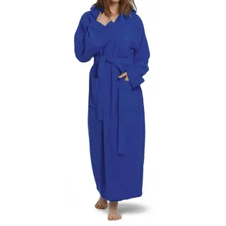 OAHOO Bademantel Unisex Frottee Bademantel mit Kapuze 100% Baumwolle, Extra-Lang blau S