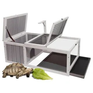 HiCaptain Schildkrötengehege Draussen mit Boden - Frühbeet Schildkröten Holz - Facile à Installer - 91cm x 61cm x 31cm