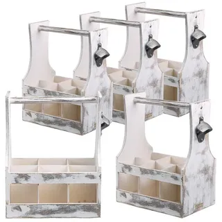 Kesper Flaschenträger 5er Set Flaschenträger mit Flaschenöffner - weiß antik (5-St), inkl. Flaschenöffner weiß