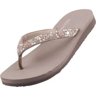 Skechers Damen Zehentrenner Meditation Dancing Daisy Beige - Beige - 40