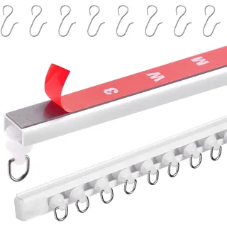 Vevor Decken-Vorhangschienen-Set 3 m selbstklebend Deckenschienensystem ohne Bohren für Vorhänge, Raumteiler-Vorhangschiene zur Deckenmontage für Wohnzimmer mit Haken& Hardware & 8 Schienen, weiß