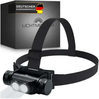 Lichtmeister LED Stirnlampe (1000 Lumen, 3600 mAh Akku) - Stirnlampe LED wiederaufladbar, Extrem helle Kopflampe - Stirnlampe LED [Energieklasse A]