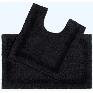2-tlg. Badgarnitur schwarz aus 100% Baumwolle - Homescapes